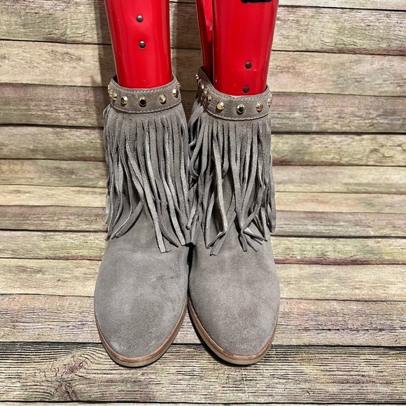 Micheal Kors Grey Suede Fringe Ankle Boots - Picture 5 of 9